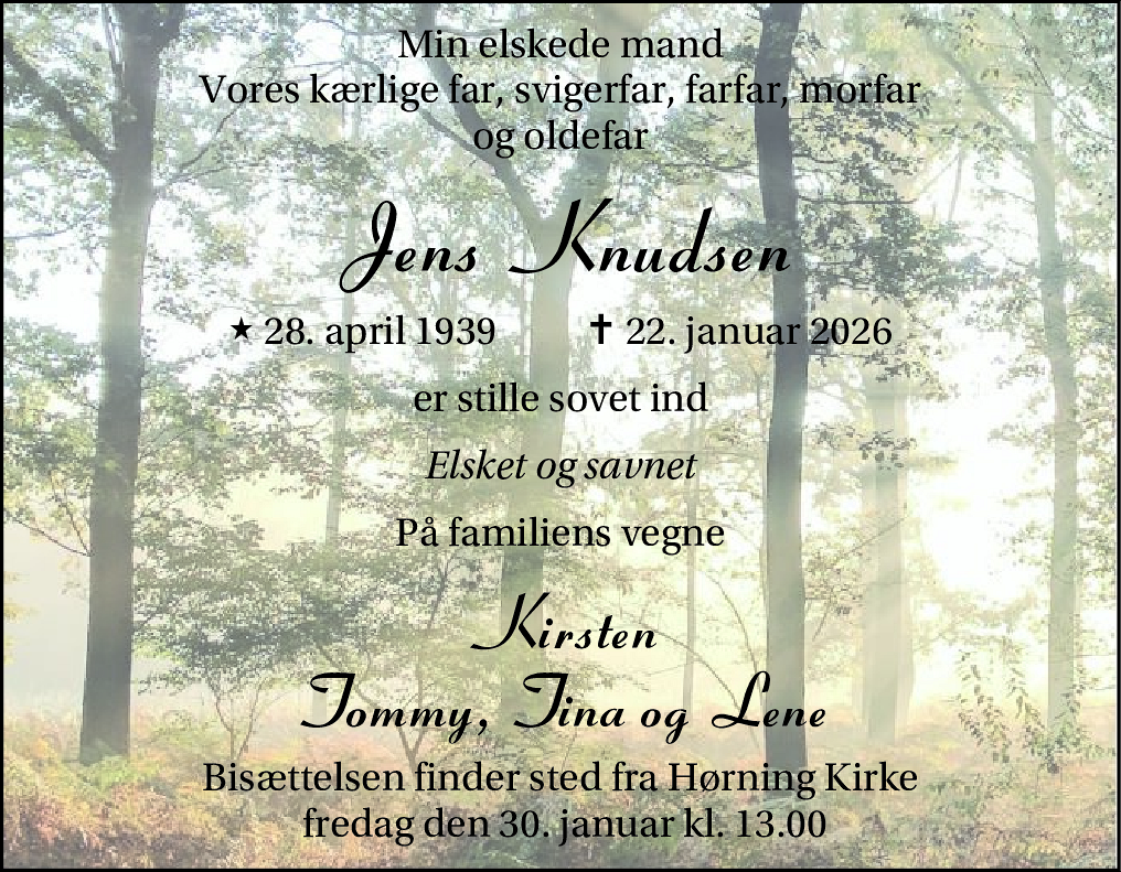 Dødsannonce for Jens Knudsen