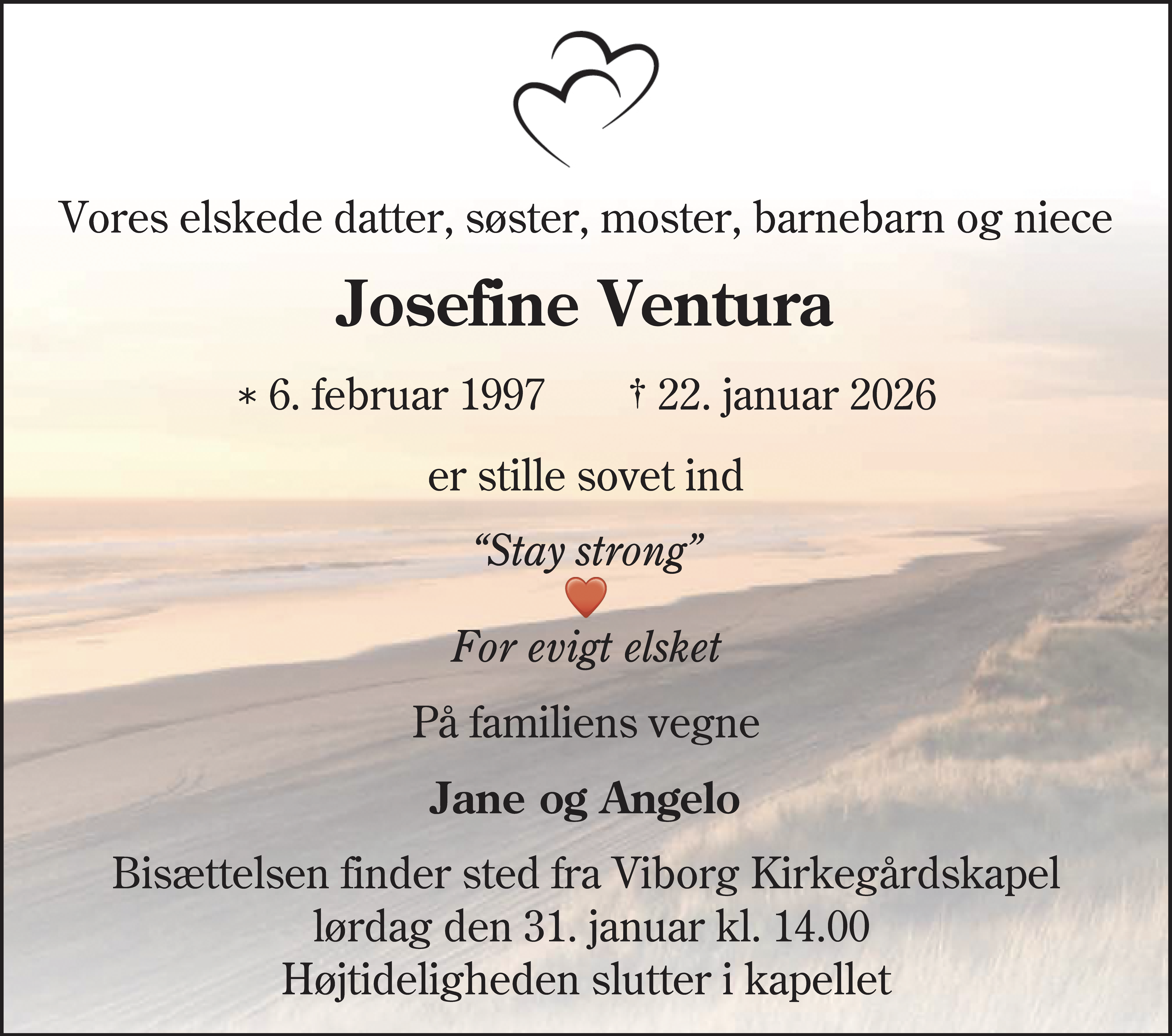 Dødsannonce for Josefine Ventura