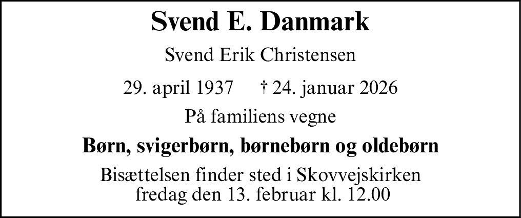 Dødsannonce for Svend Erik Christensen