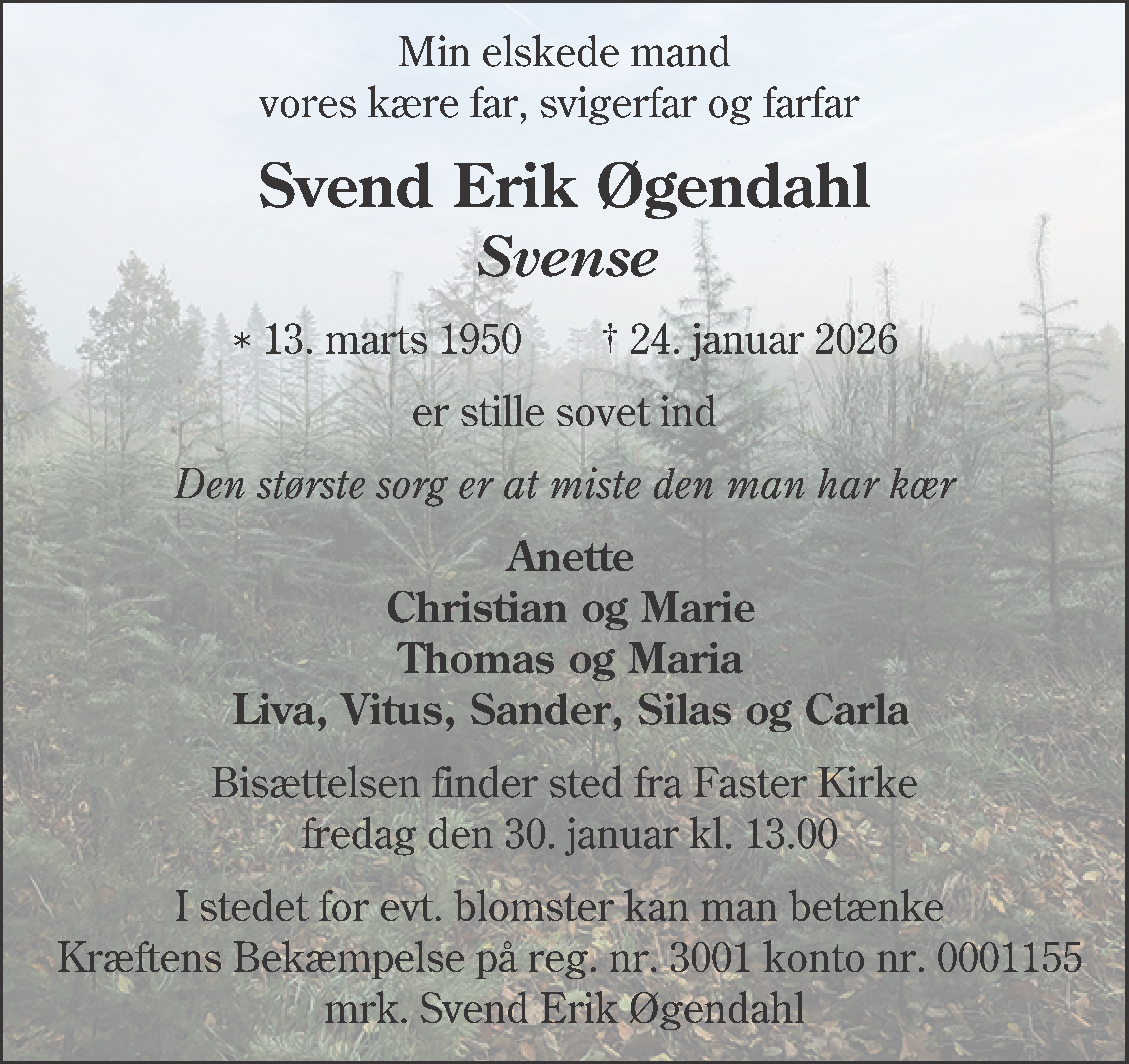 Dødsannonce for Svend Erik Øgendahl