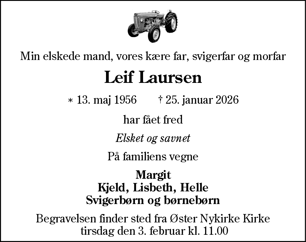 Dødsannonce for Leif Laursen
