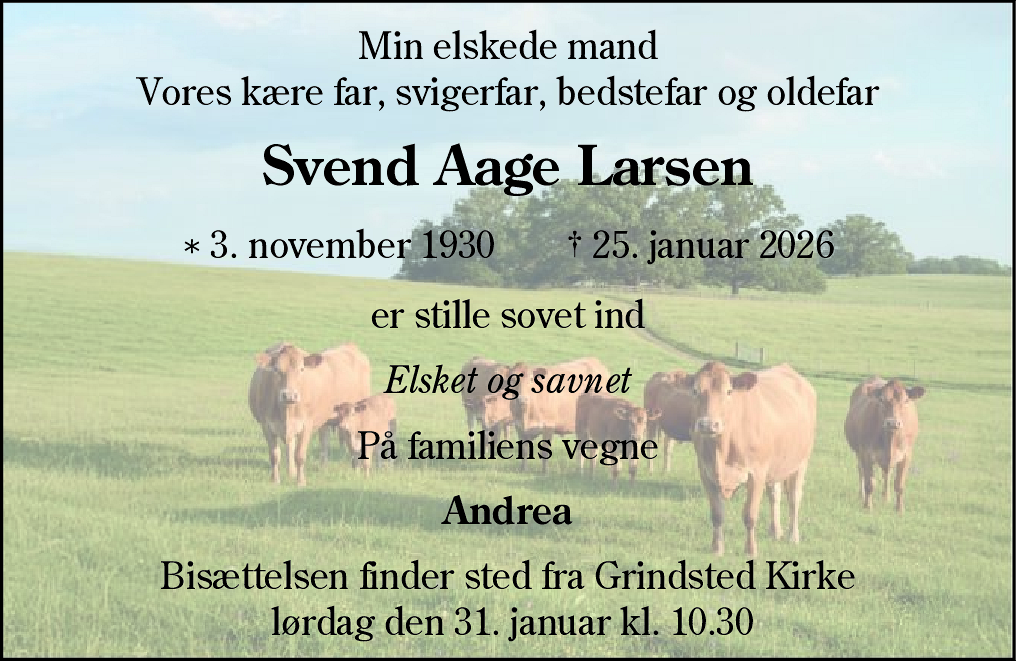 Dødsannonce for Svend Aage Larsen