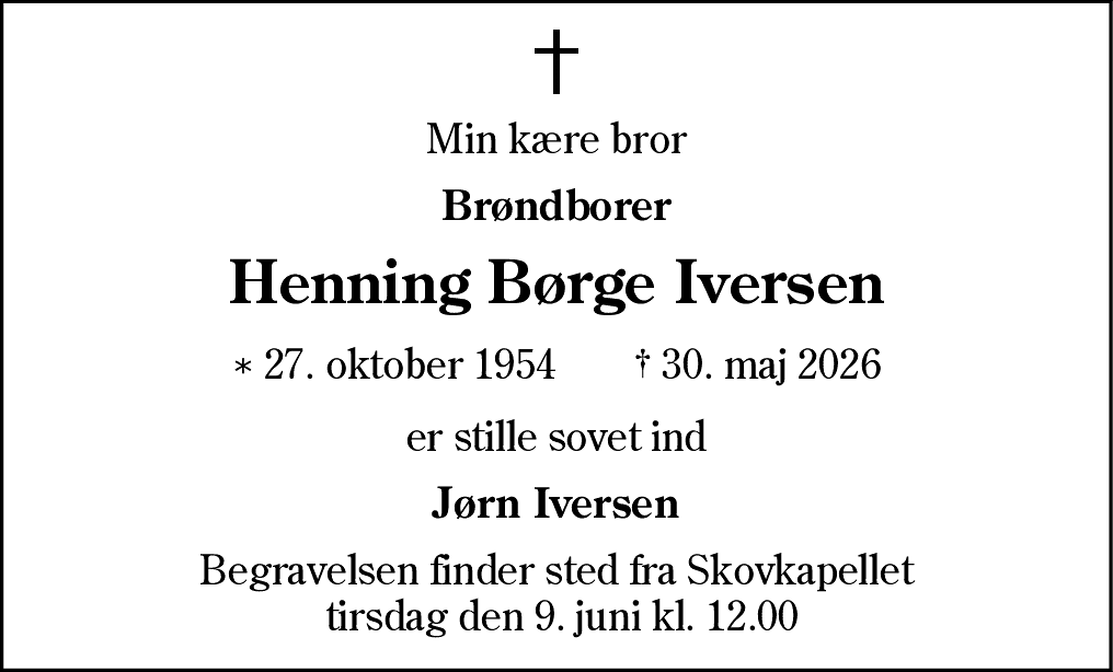 Dødsannonce for Henning Børge Iversen