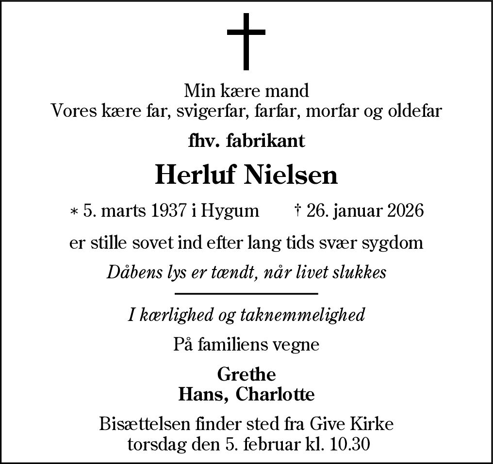 Dødsannonce for Herluf Nielsen
