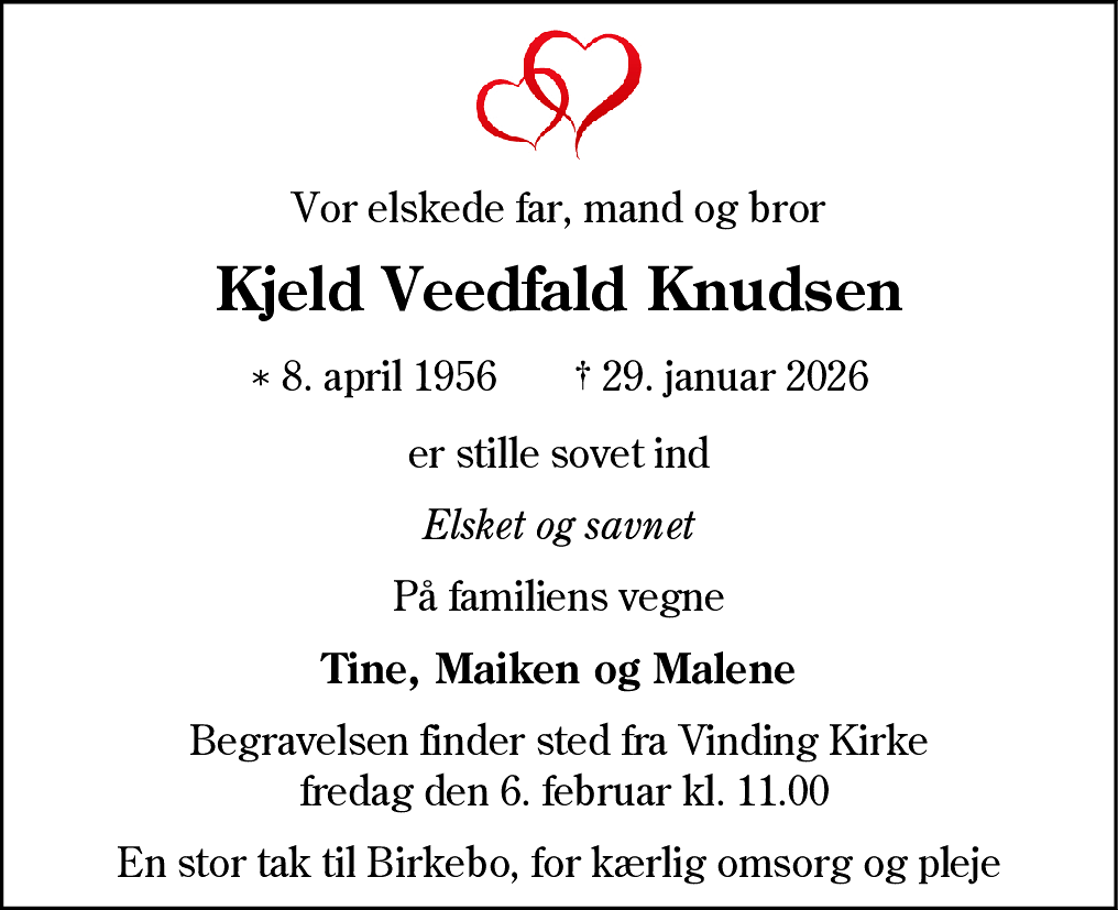 Dødsannonce for Kjeld Veedfald Knudsen