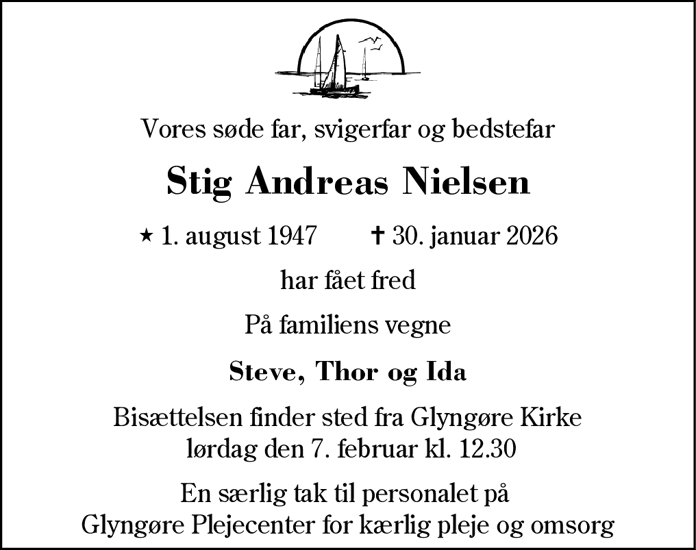 Dødsannonce for Stig Andreas Nielsen