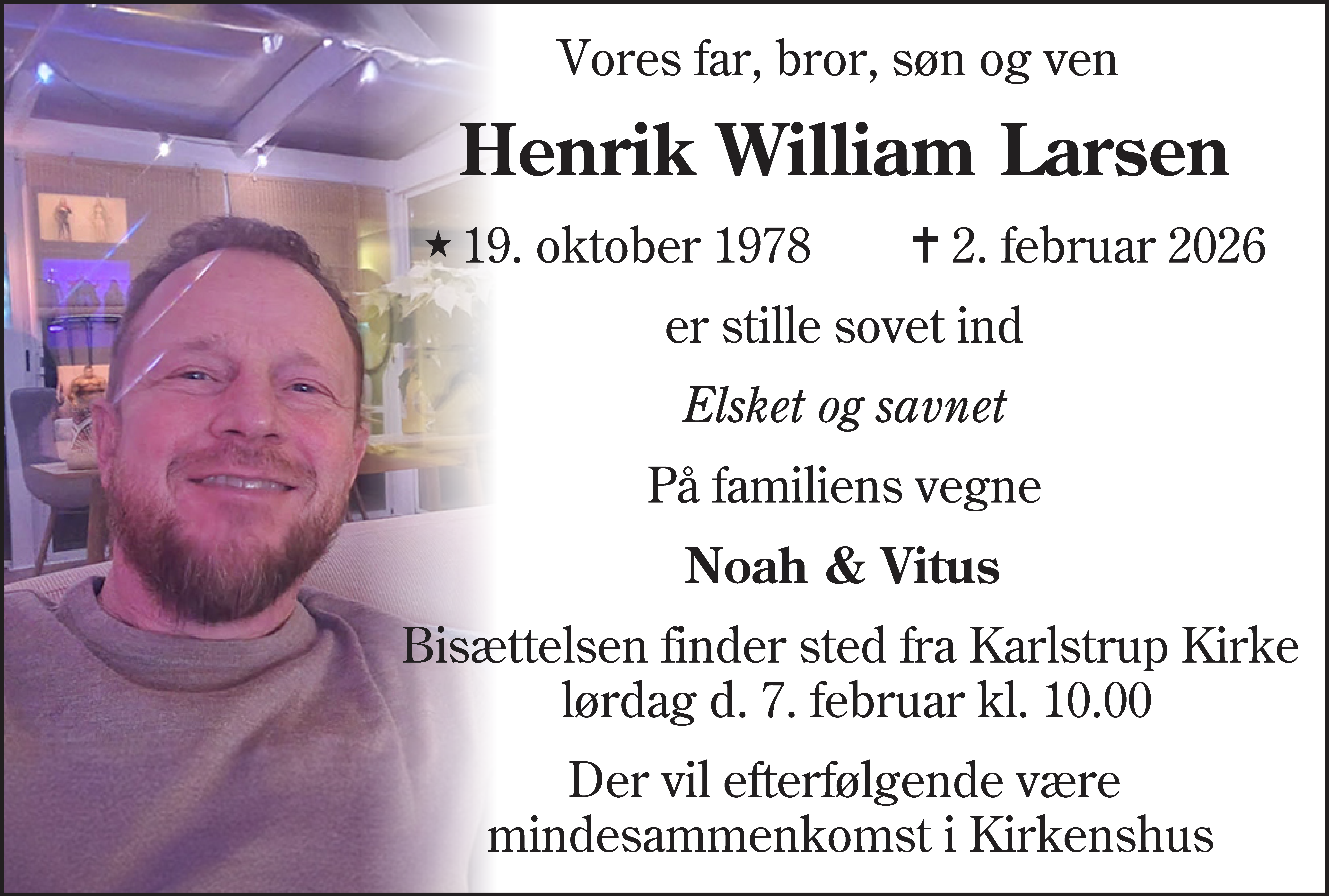 Dødsannonce for Henrik William Larsen