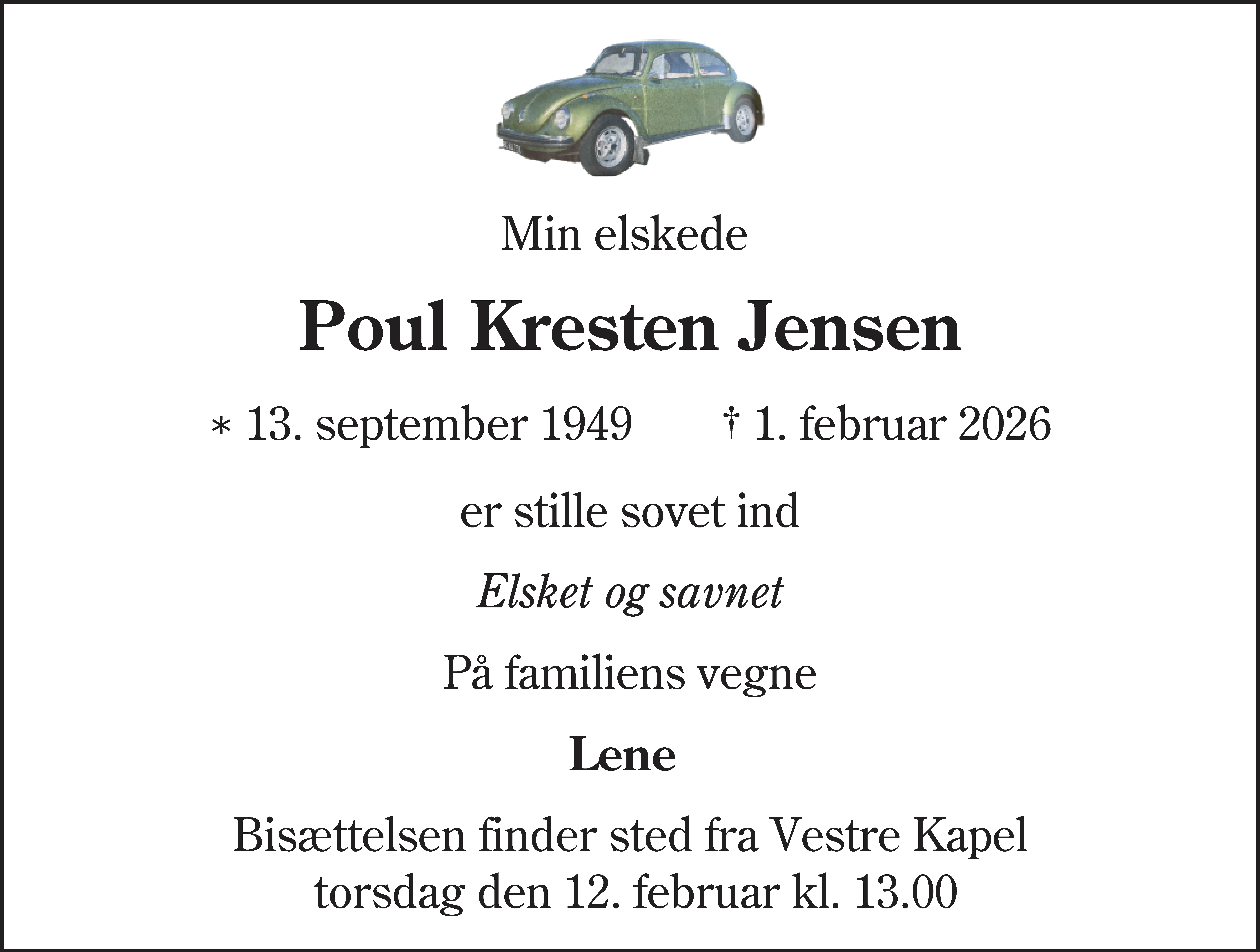 Dødsannonce for Poul Kresten Jensen