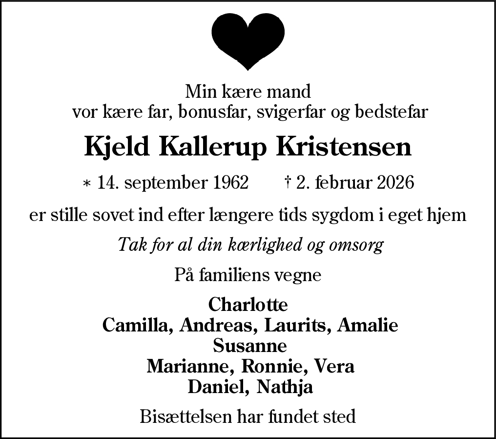 Dødsannonce for Kjeld Kallerup Kristensen