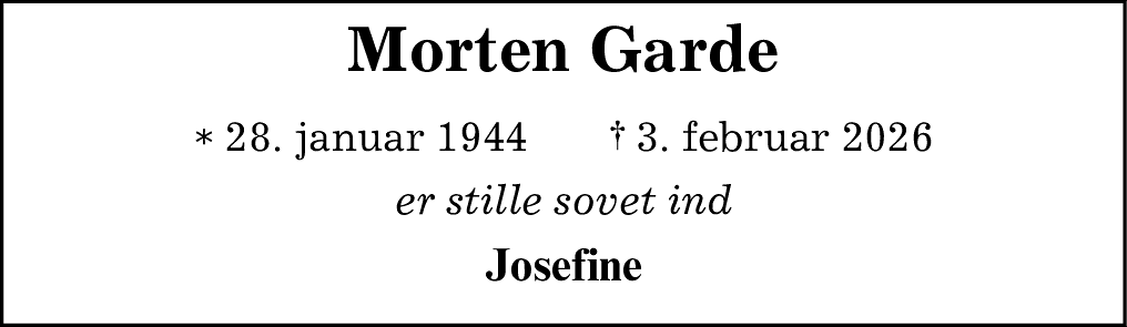 Dødsannonce for Morten Garde