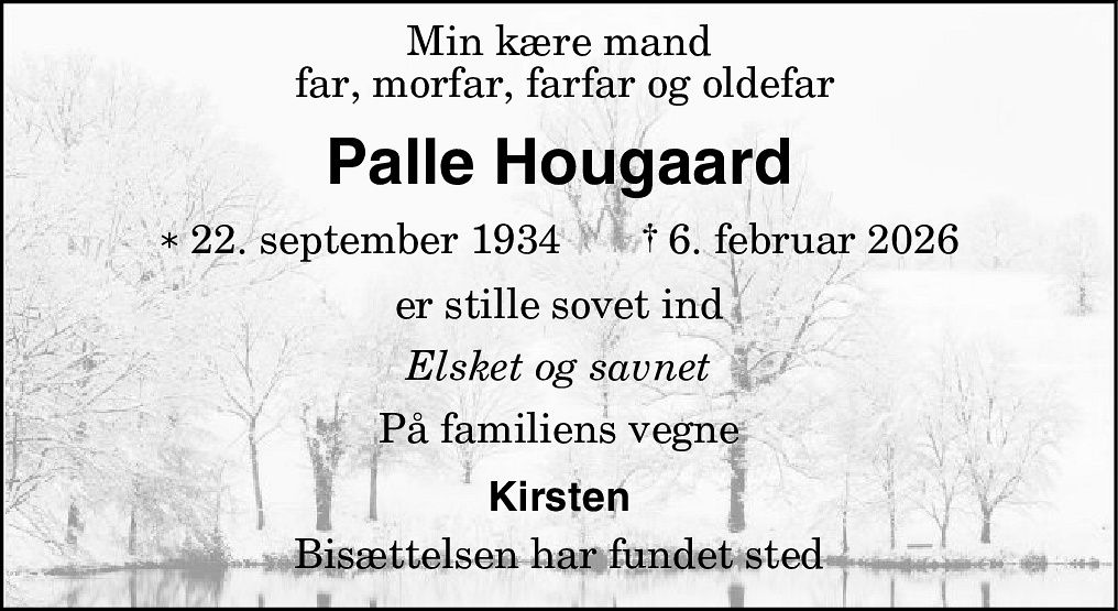 Dødsannonce for Palle Hougaard