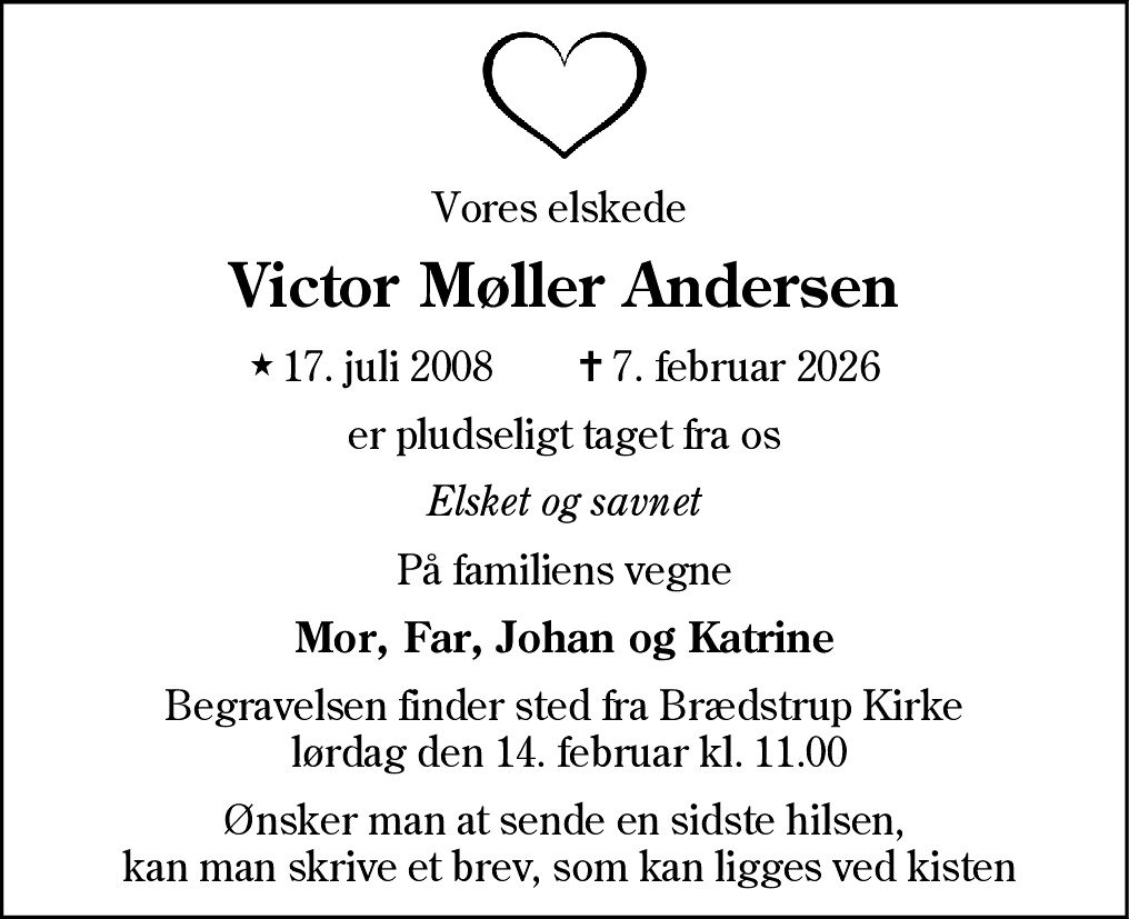 Dødsannonce for Victor Møller Andersen