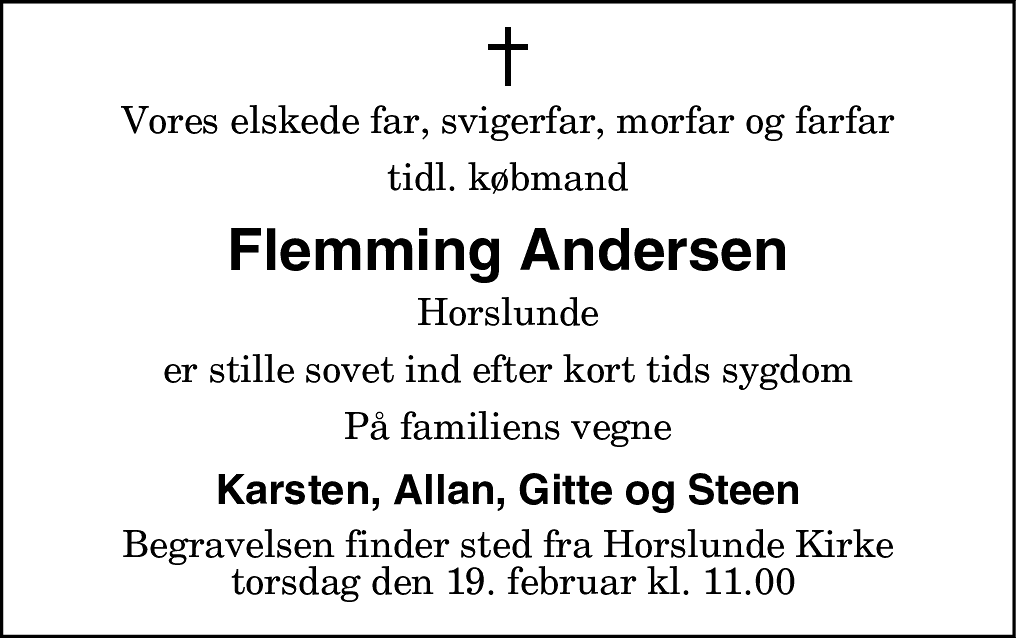 Dødsannonce for Poul Flemming Andersen