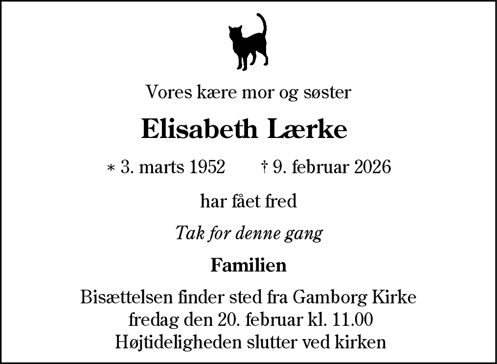 Dødsannonce for Elisabeth Lærke Sanyang