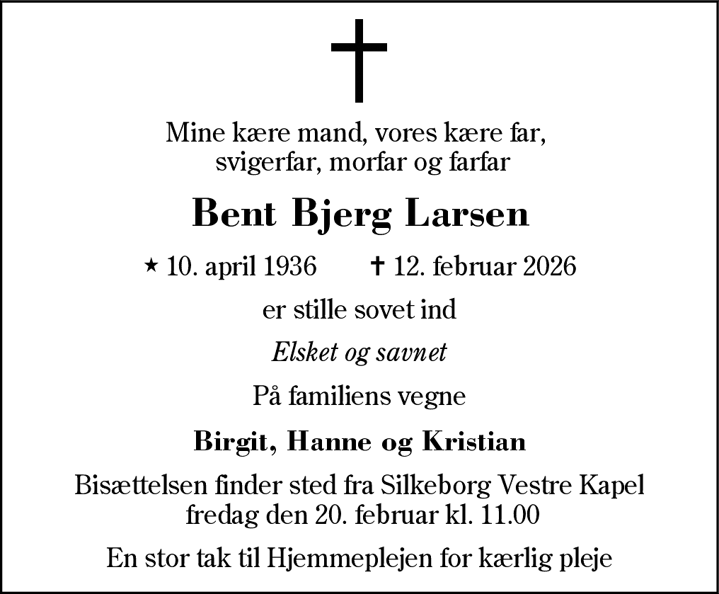 Dødsannonce for Bent Bjerg Larsen