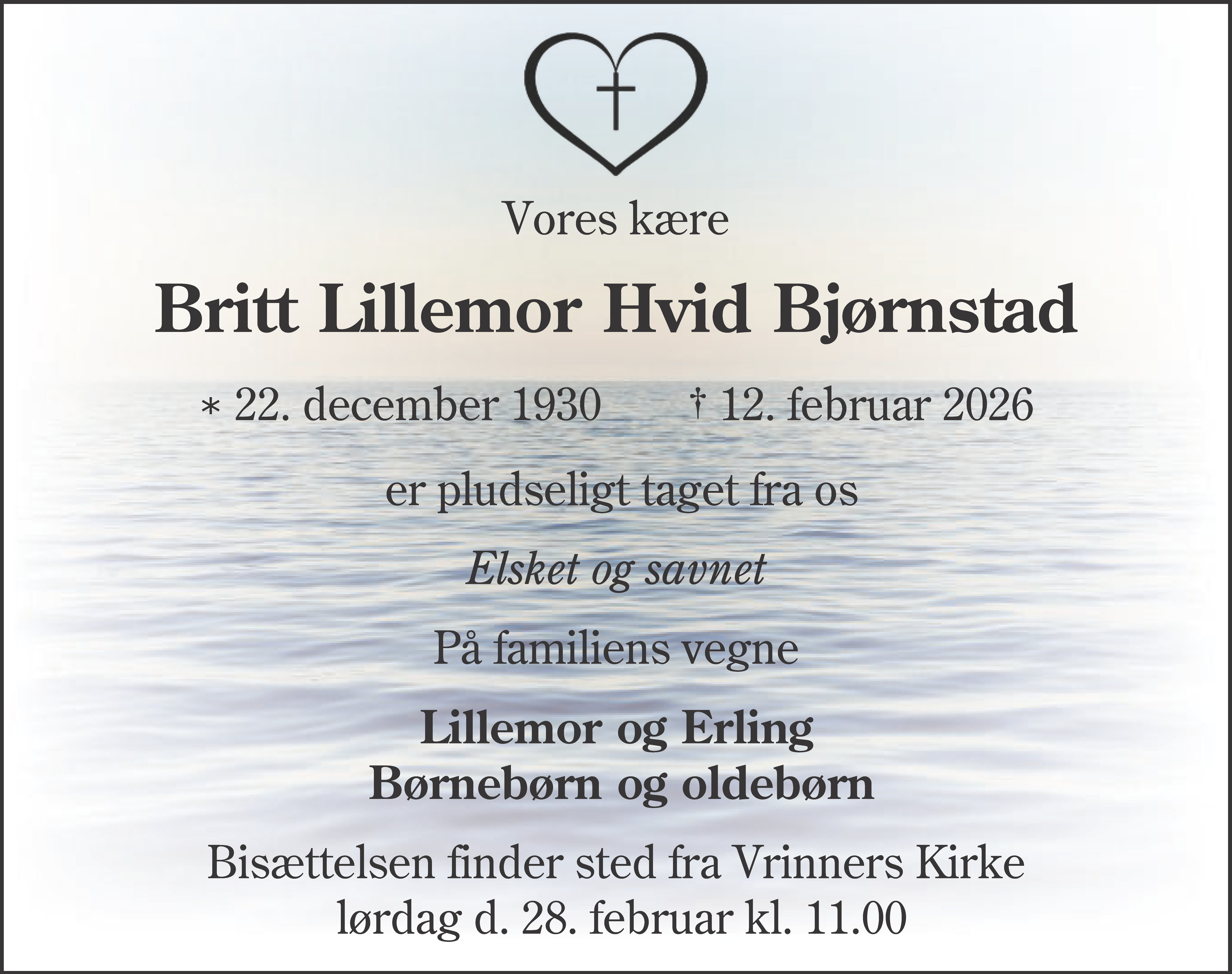 Dødsannonce for Britt Lillemor Hvid Bjørnstad
