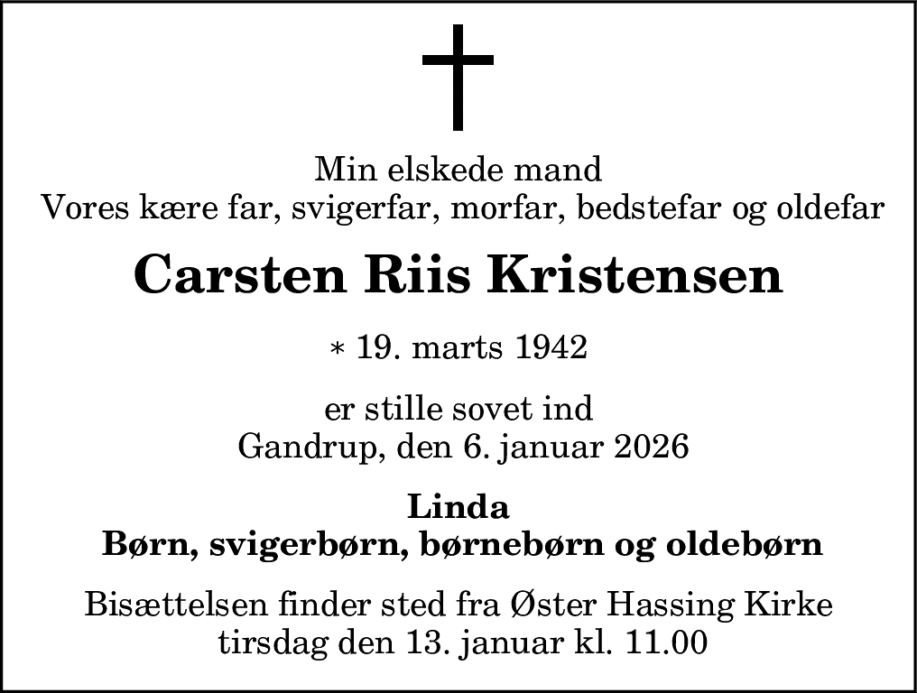 Dødsannonce for Carsten Riis Kristensen