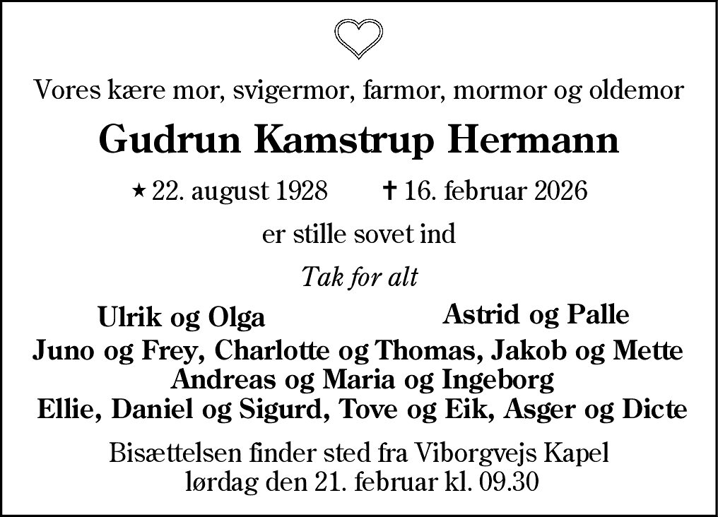 Dødsannonce for Gudrun Kærgaard Hermann