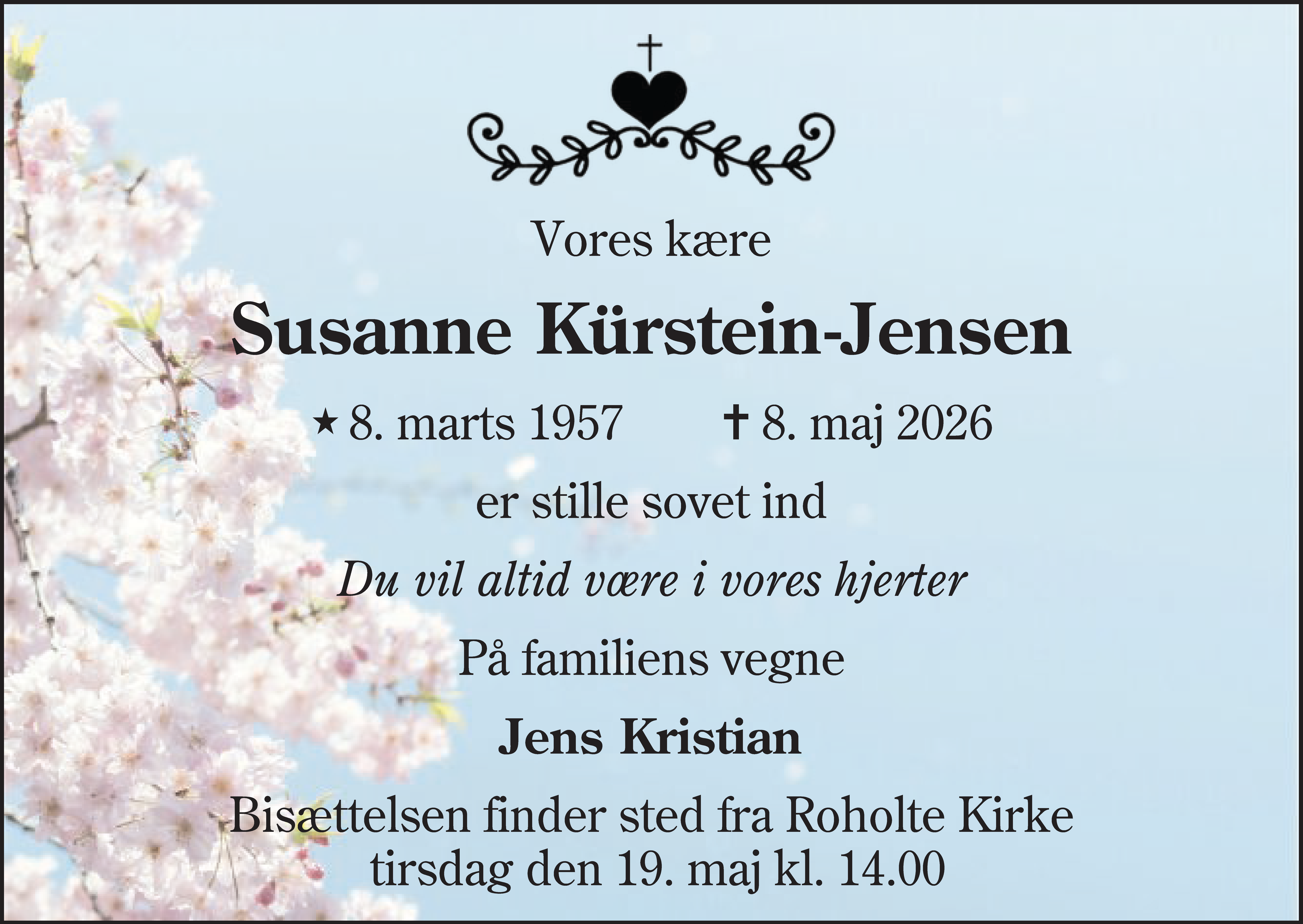 Dødsannonce for Susanne Kürstein-Jensen