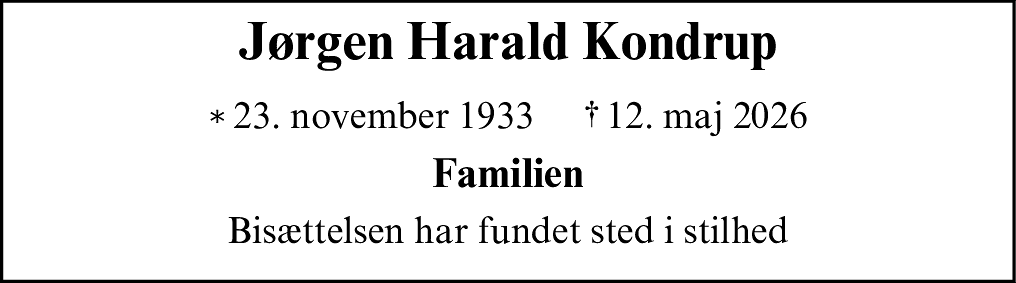Dødsannonce for Jørgen Harald Kondrup