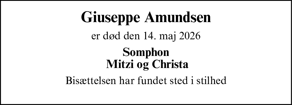 Dødsannonce for Giuseppe Tedaldi Amundsen
