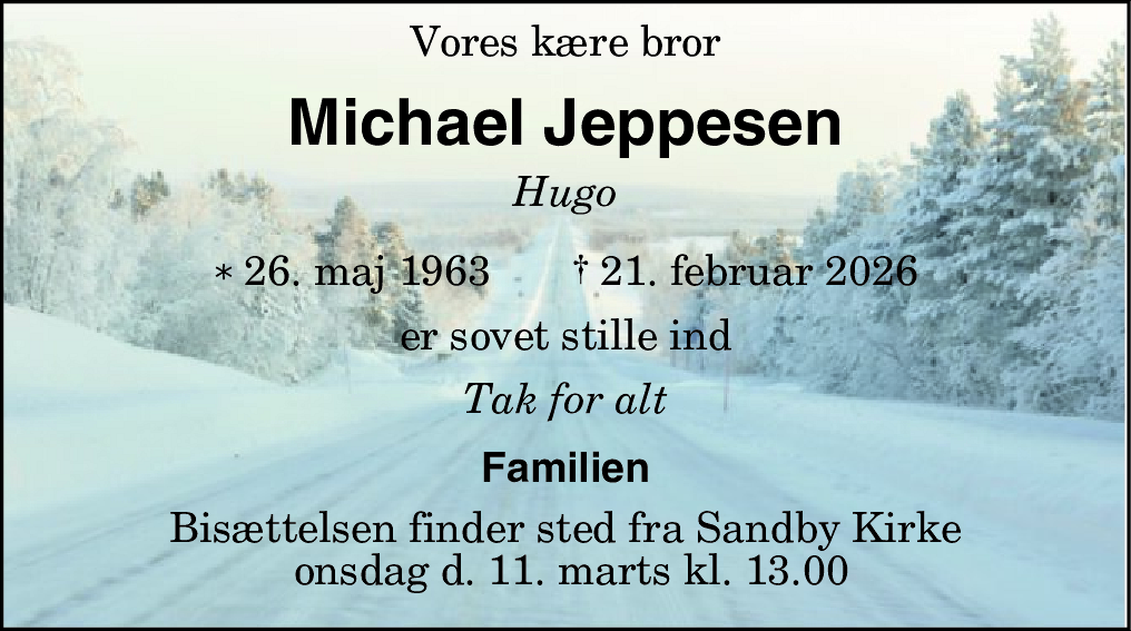 Dødsannonce for Michael Jeppesen