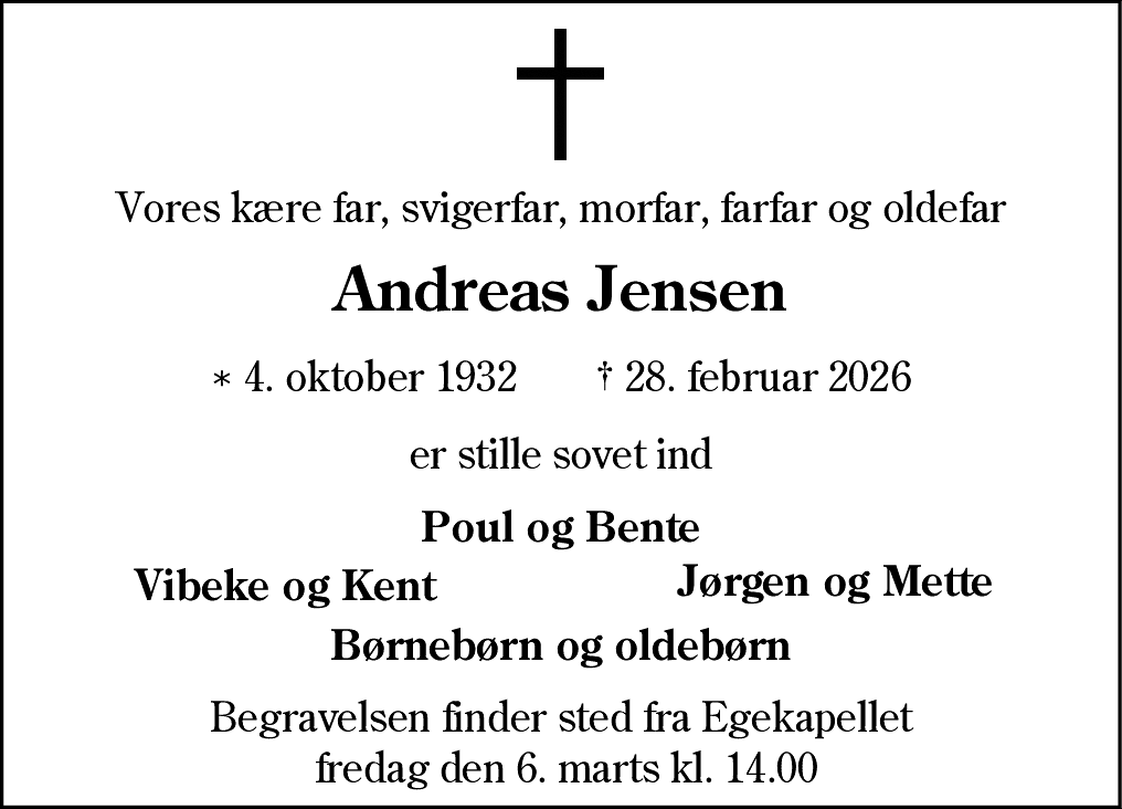 Dødsannonce for Andreas Grønkær Gøtzsche Jensen