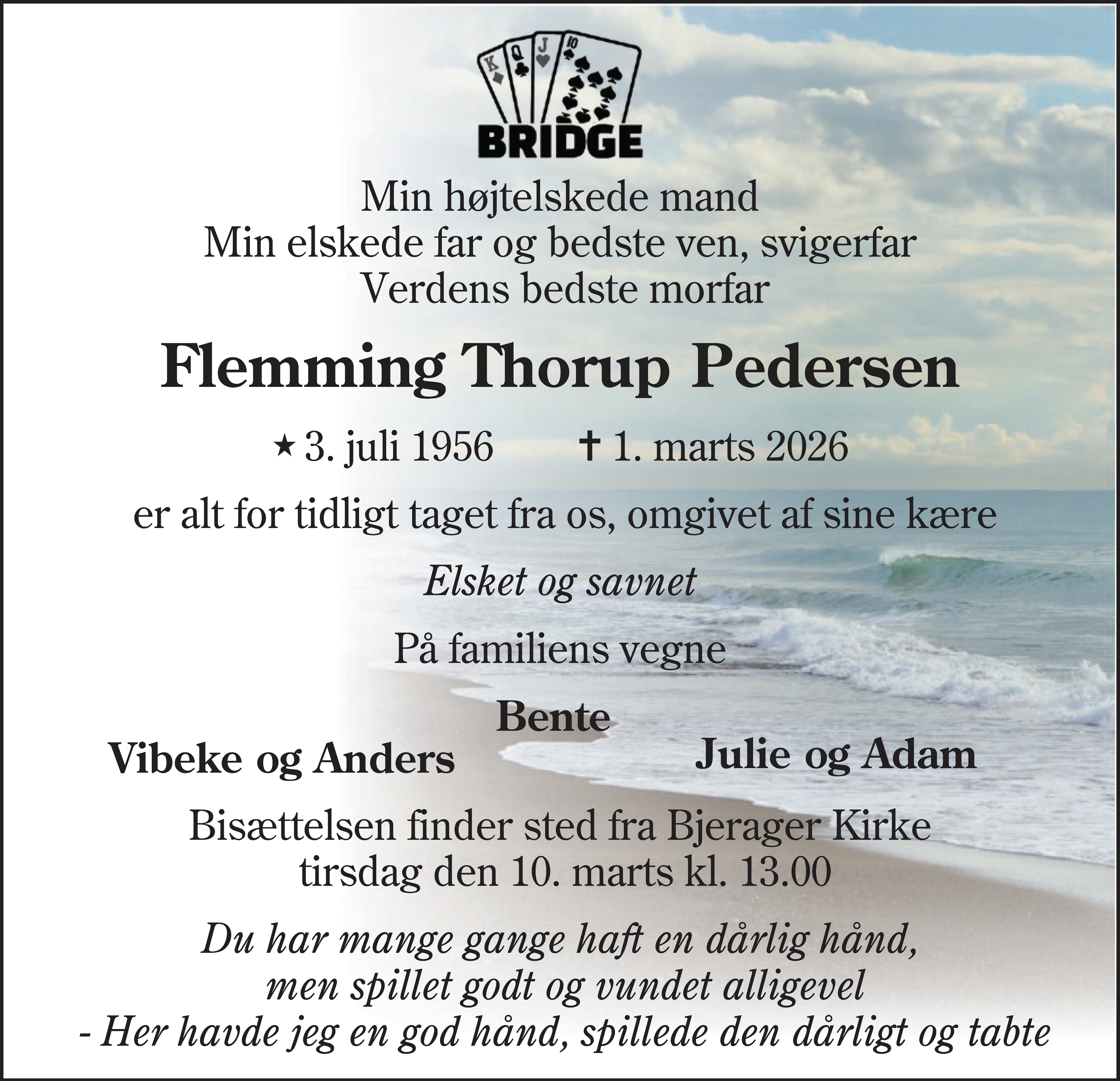 Dødsannonce for Flemming Thorup Pedersen