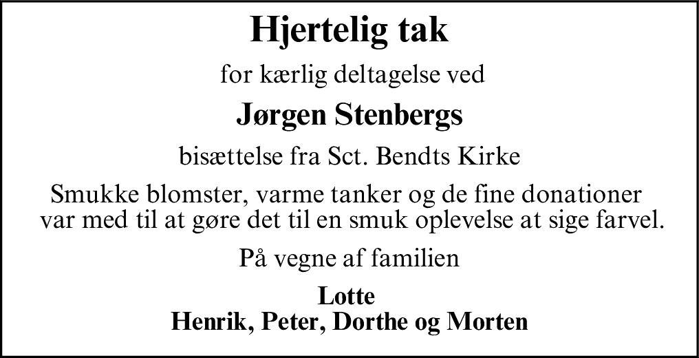Dødsannonce for Jørgen Stenberg