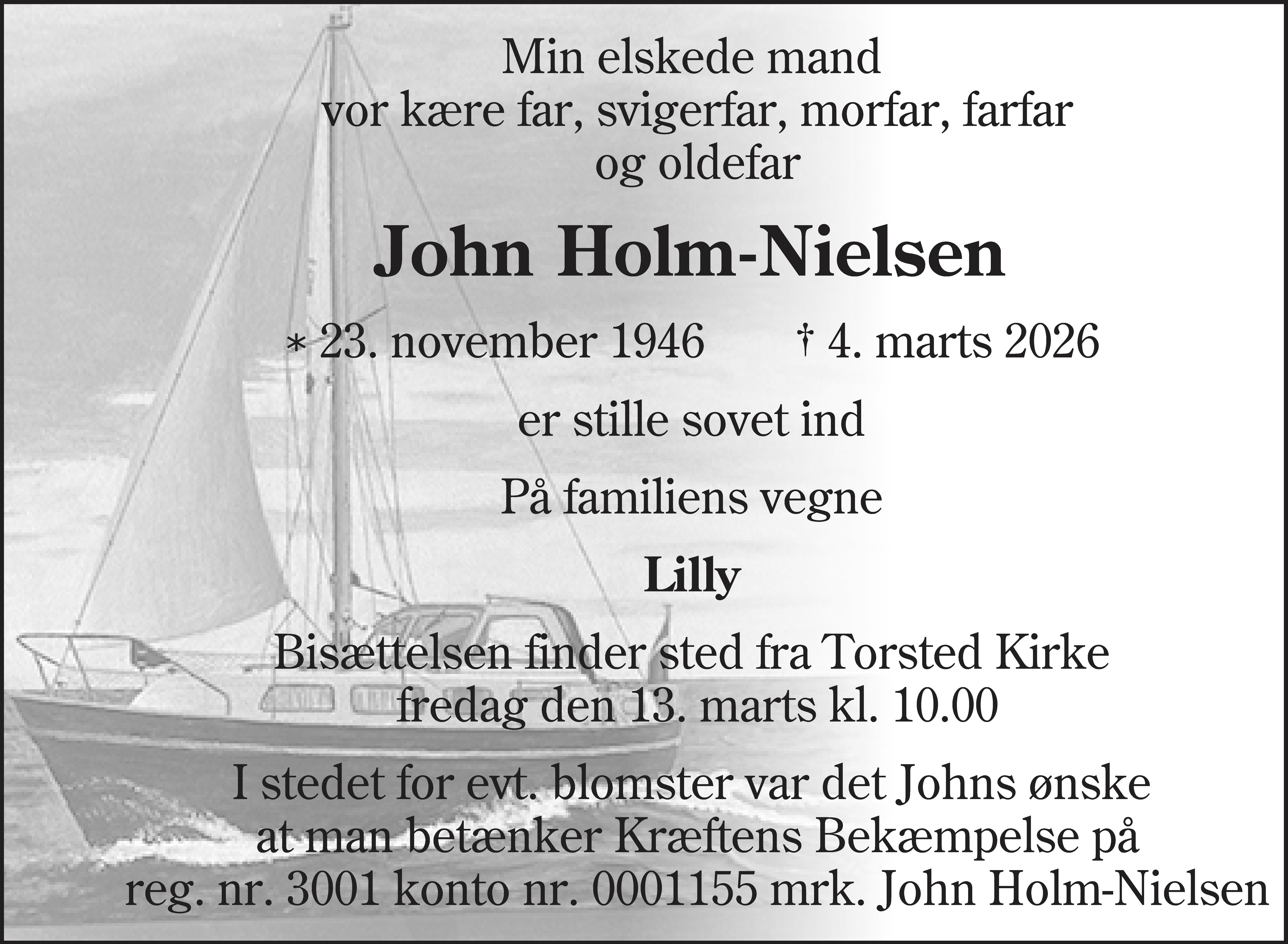 Dødsannonce for John Holm-Nielsen