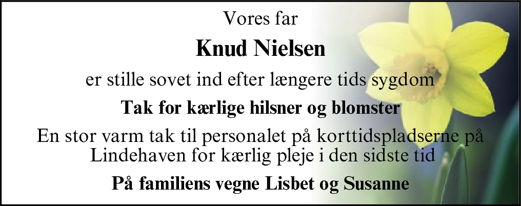 Dødsannonce for Knud Nielsen
