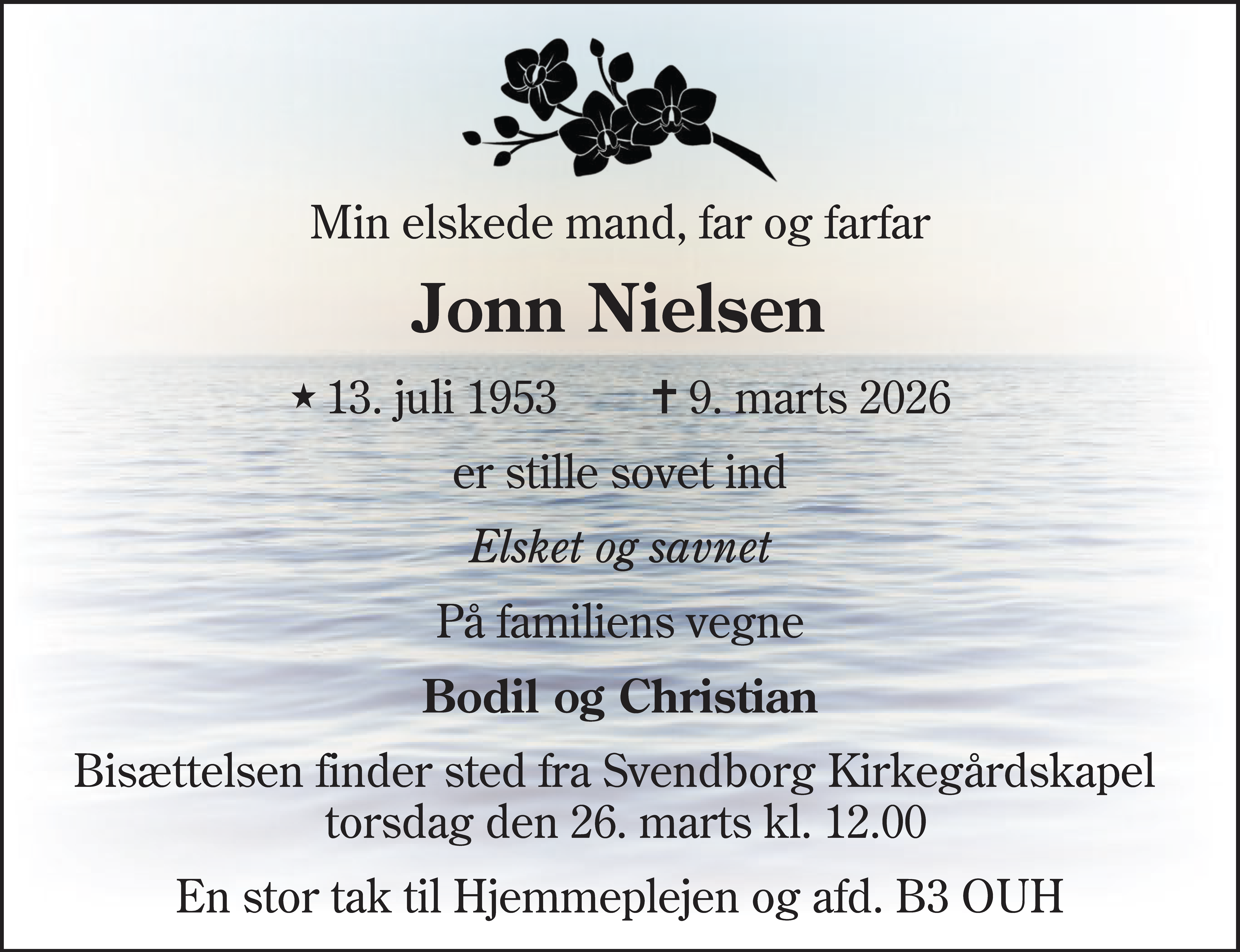 Dødsannonce for Jonn Nielsen