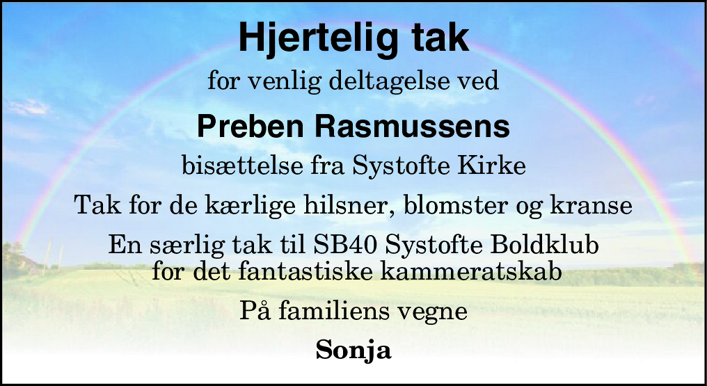 Dødsannonce for Preben John Rasmussen