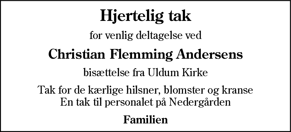 Dødsannonce for Christian Flemming Andersen