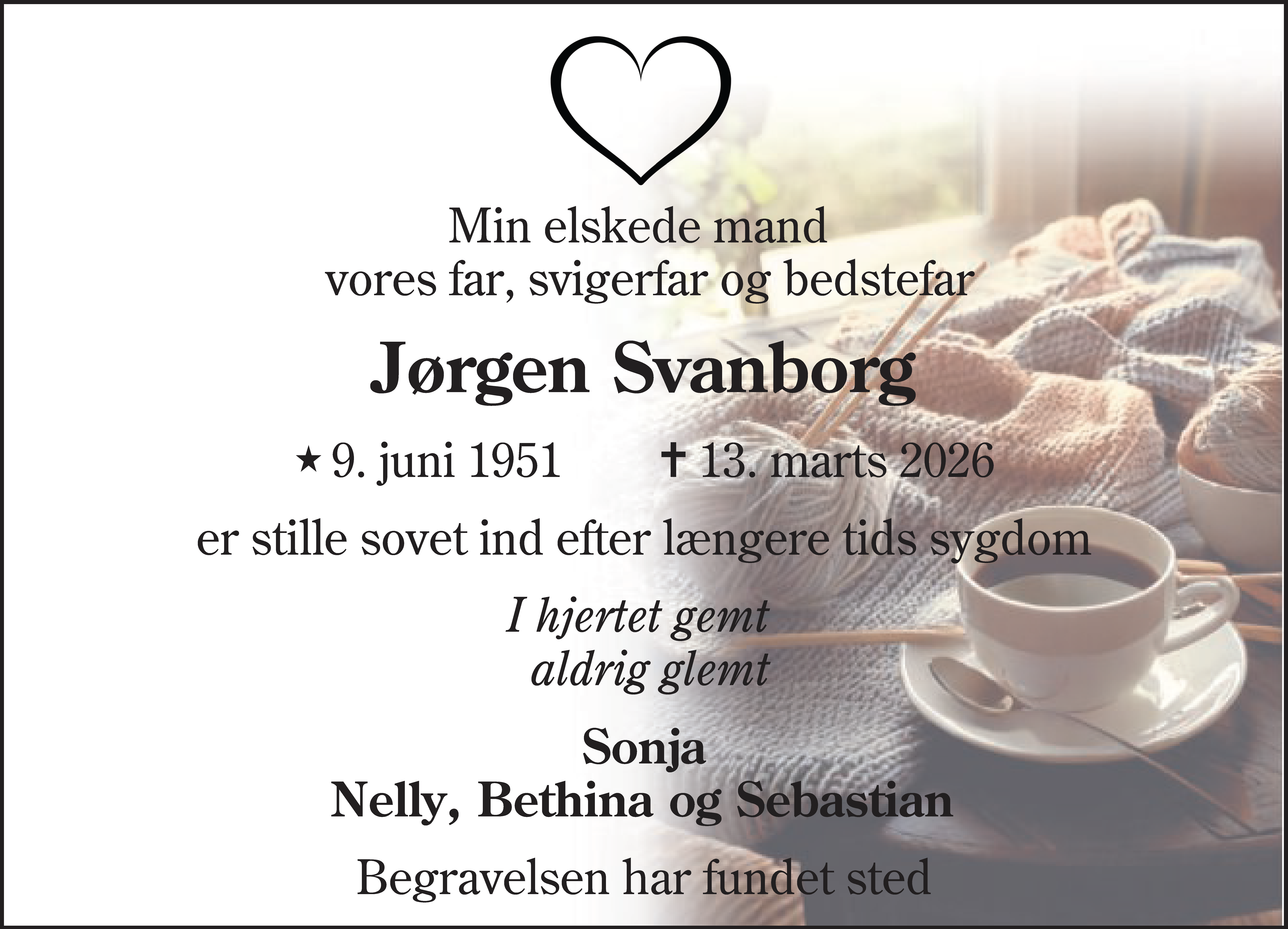 Dødsannonce for Jens Jørgen Svanborg