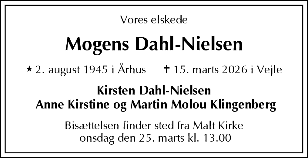 Dødsannonce for Mogens Dahl-Nielsen