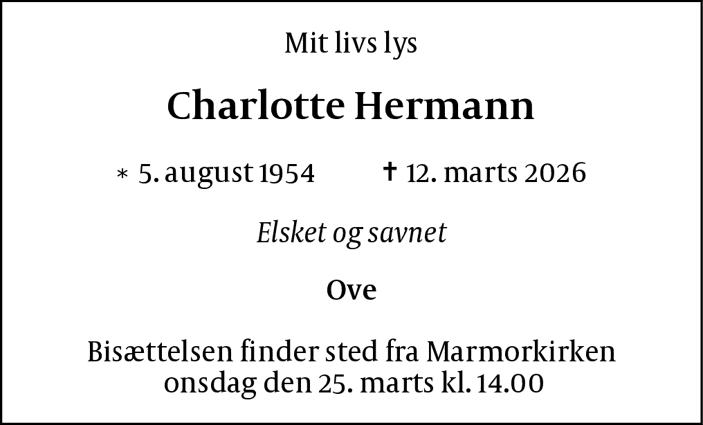 Dødsannonce for Charlotte Hermann
