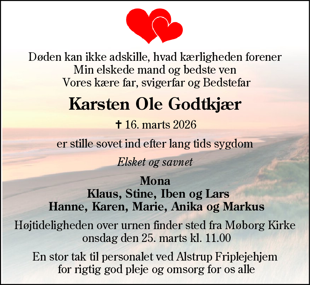 Dødsannonce for Karsten Ole Godtkjær