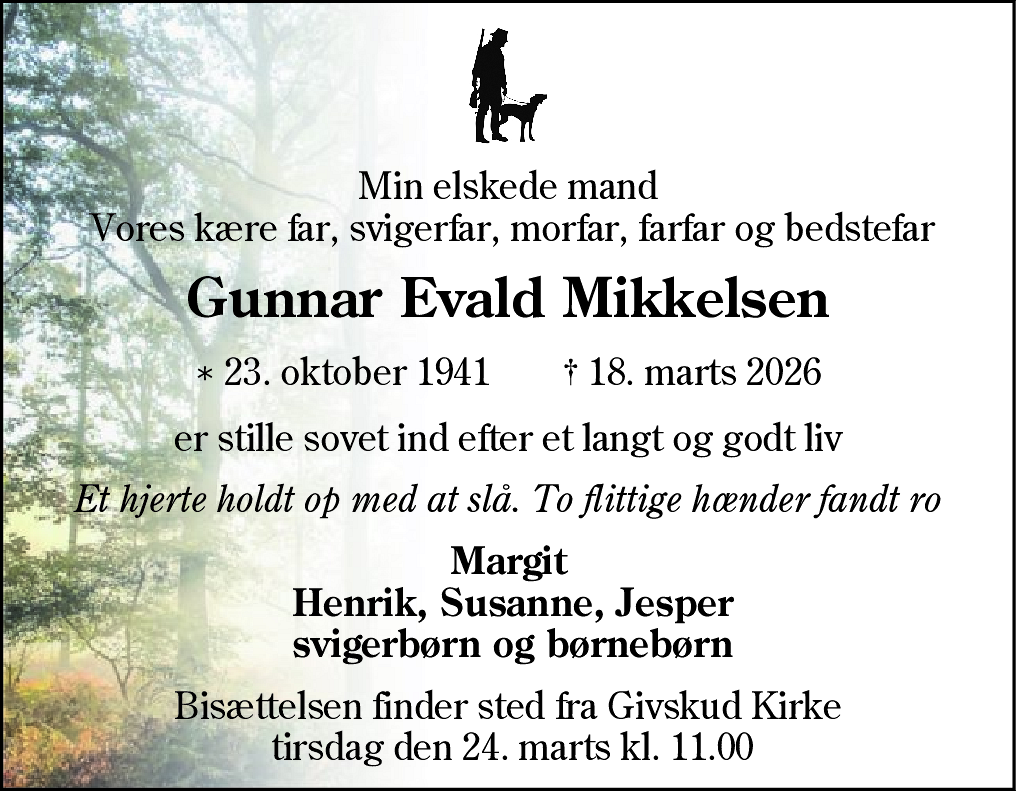 Dødsannonce for Gunnar Evald Mikkelsen