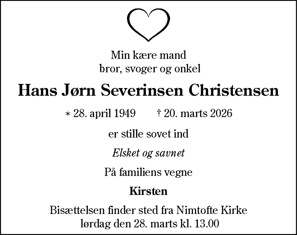 Dødsannonce for Hans Jørn Severinsen Christensen