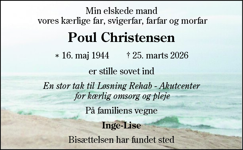 Dødsannonce for Poul Christensen
