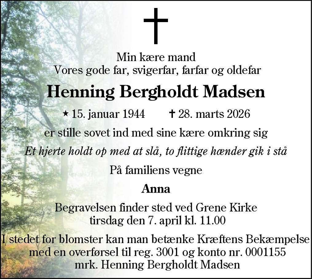 Dødsannonce for Henning Bergholdt Madsen