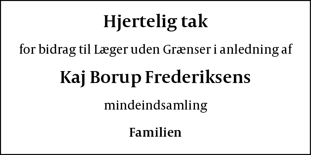 Dødsannonce for Kaj Borup Frederiksen