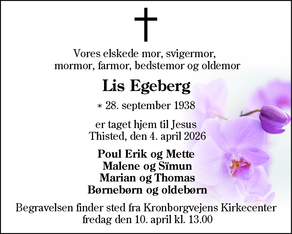 Dødsannonce for Annelise Egeberg