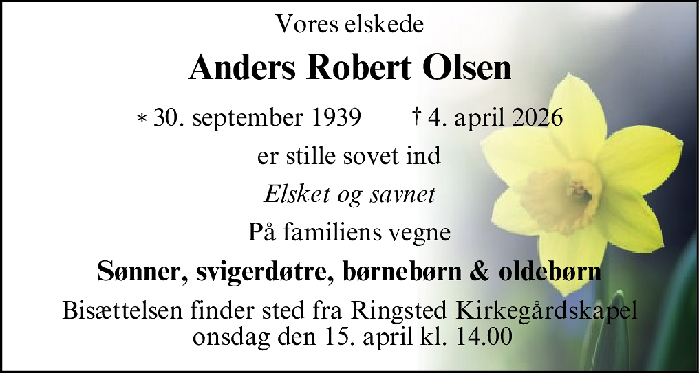 Dødsannonce for Anders Robert Olsen