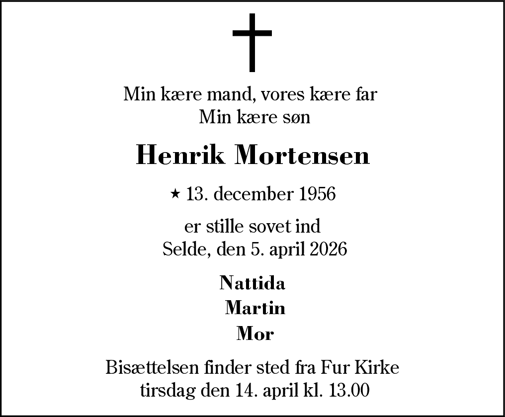 Dødsannonce for Henrik Mortensen