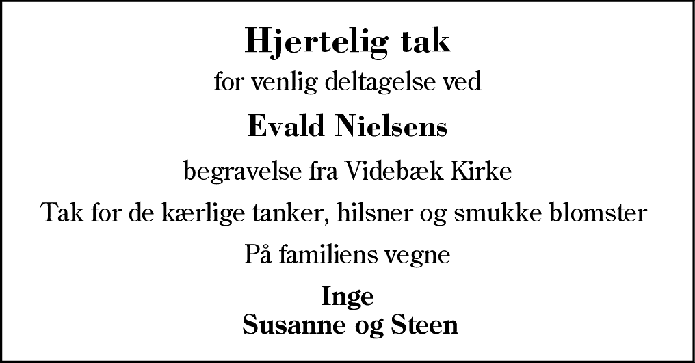 Dødsannonce for Evald Nielsen