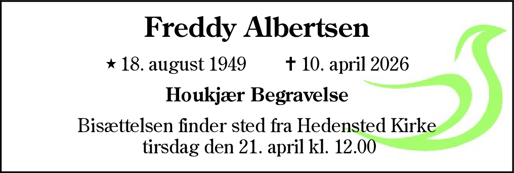 Dødsannonce for Freddy Albertsen