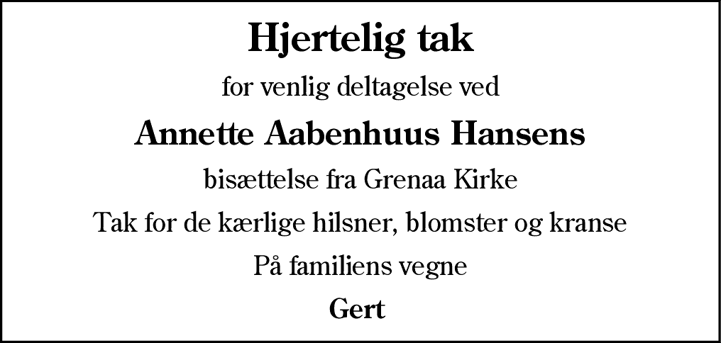 Dødsannonce for Annette Hansen
