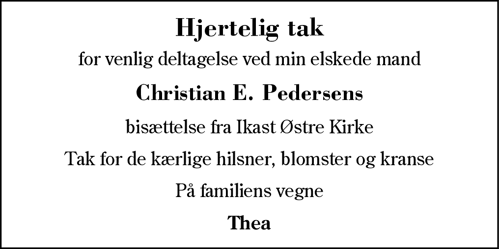 Dødsannonce for Christian Eriksen Pedersen